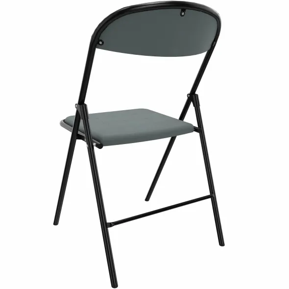 Chaise pliante Pleg - textile enduit cendre - piétement noir - lot de 4