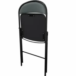 Chaise pliante Pleg - textile enduit cendre - piétement noir - lot de 4