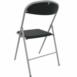 Chaise pliante Pleg - textile enduit réglisse - piétement gris alu - lot de 4