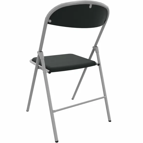 Chaise pliante Pleg - textile enduit réglisse - piétement gris alu - lot de 4