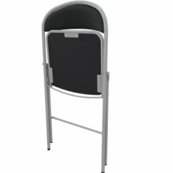 Chaise pliante Pleg - textile enduit réglisse - piétement gris alu - lot de 4