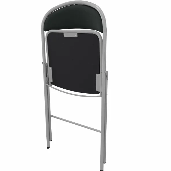 Chaise pliante Pleg - textile enduit réglisse - piétement gris alu - lot de 4