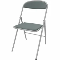 Chaise pliante Pleg - textile enduit cendre - piétement gris alu - lot de 4