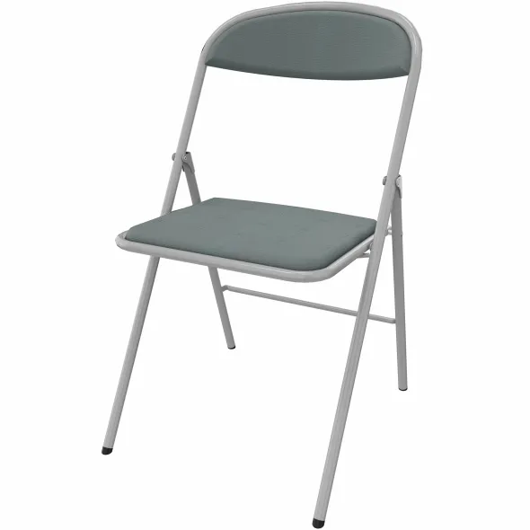 Chaise pliante Pleg - textile enduit cendre - piétement gris alu - lot de 4