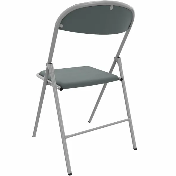 Chaise pliante Pleg - textile enduit cendre - piétement gris alu - lot de 4