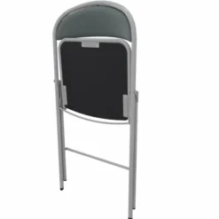 Chaise pliante Pleg - textile enduit cendre - piétement gris alu - lot de 4