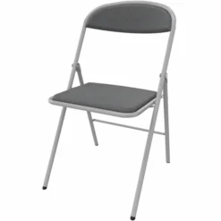 Chaise pliante Pleg - tissu gris blizzard - piétement gris alu - lot de 4