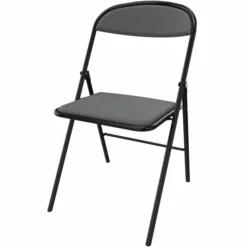 Chaise pliante Pleg - tissu gris blizzard - piétement noir lot de 4