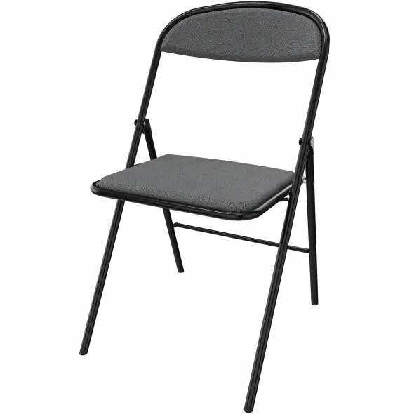 Chaise pliante Pleg - tissu gris blizzard - piétement noir lot de 4