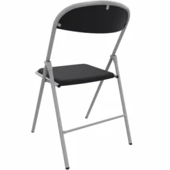 Chaise pliante Pleg - tissu noir havana - piétement gris alu - lot de 4