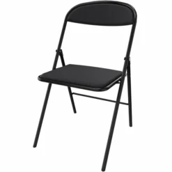 Chaise pliante Pleg - tissu noir havana - piétement noir - lot de 4