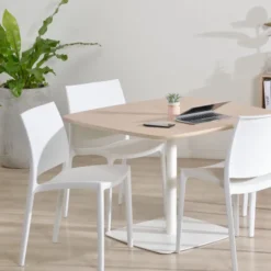 Chaise polyvalente Elya - polypropylène blanc - 4 pieds Lot de 4