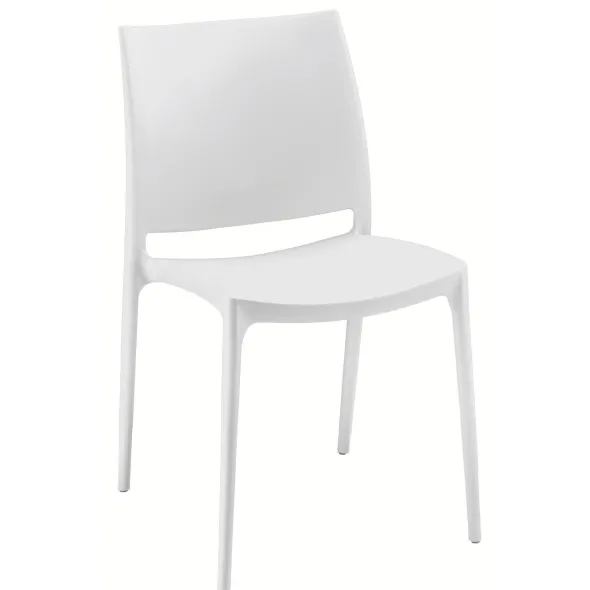 Chaise polyvalente Elya - polypropylène blanc - 4 pieds Lot de 4