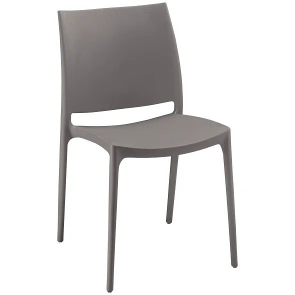 Chaise polyvalente Elya - polypropylène gris - 4 pieds - lot de 4