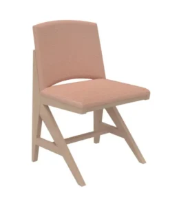 Chaise rembourrée appui sur table Soline - piétement hêtre verni naturel - assise et dossier textile enduit