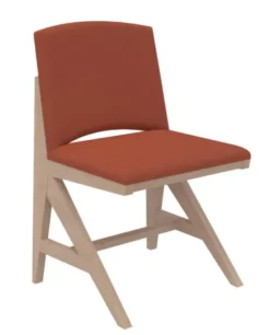 Chaise rembourrée appui sur table Soline - piétement hêtre verni naturel - assise et dossier textile enduit