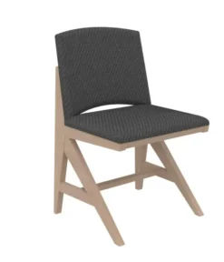 Chaise rembourrée appui sur table Soline - piétement hêtre verni naturel - assise et dossier textile enduit