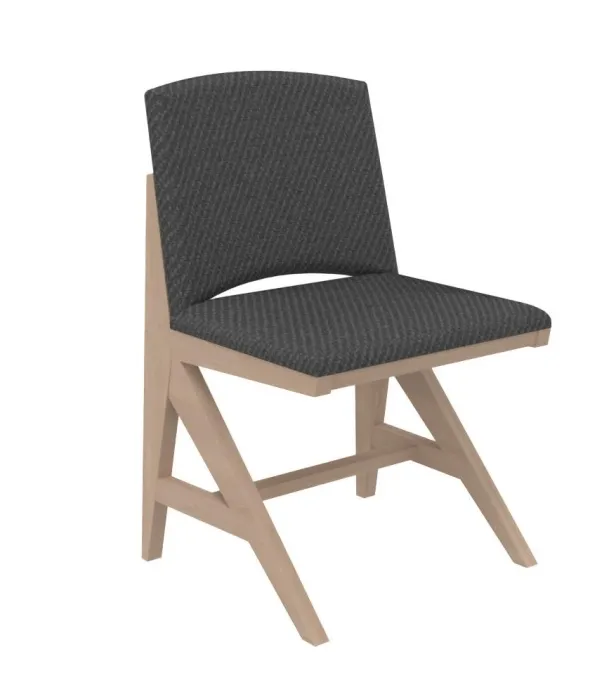 Chaise rembourrée appui sur table Soline - piétement hêtre verni naturel - assise et dossier textile enduit