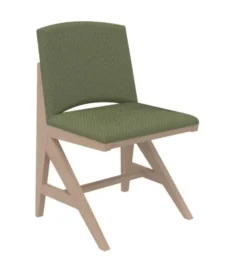Chaise rembourrée appui sur table Soline - piétement hêtre verni naturel - assise et dossier textile enduit