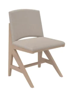 Chaise rembourrée appui sur table Soline - piétement hêtre verni naturel - assise et dossier textile enduit