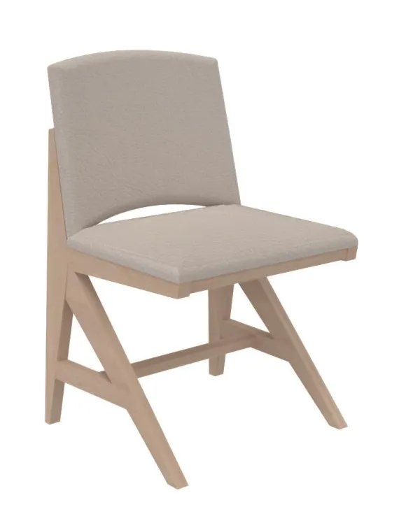 Chaise rembourrée appui sur table Soline - piétement hêtre verni naturel - assise et dossier textile enduit