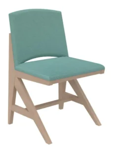 Chaise rembourrée appui sur table Soline - piétement hêtre verni naturel - assise et dossier textile enduit
