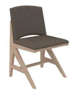 Chaise rembourrée appui sur table Soline - piétement hêtre verni naturel - assise et dossier textile enduit