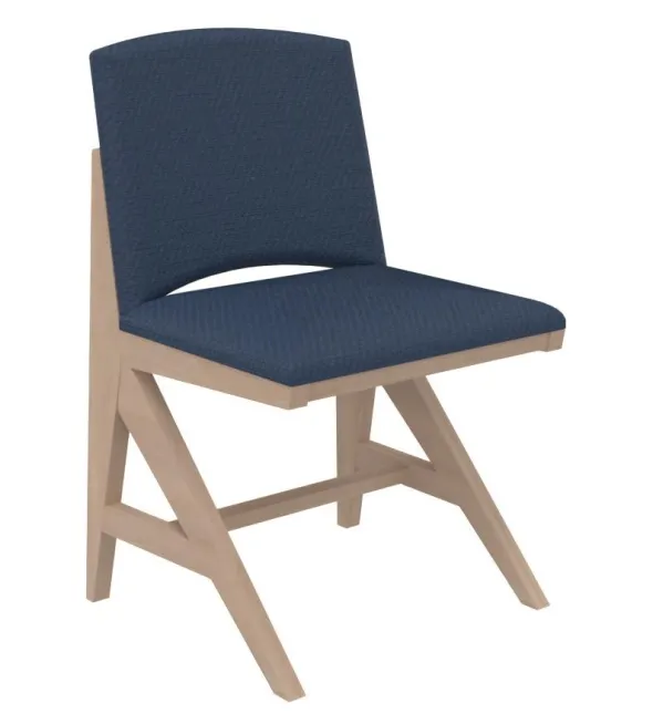 Chaise rembourrée appui sur table Soline - piétement hêtre verni naturel - assise et dossier textile enduit