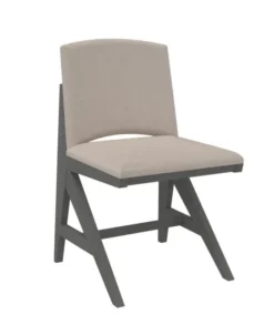 Chaise rembourrée appui sur table Soline - piétement hêtre verni teinté - assise et dossier textile enduit