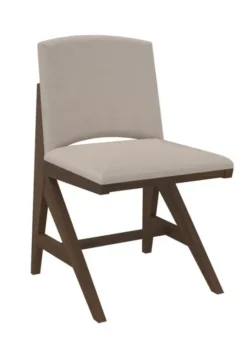 Chaise rembourrée appui sur table Soline - piétement hêtre verni teinté - assise et dossier textile enduit