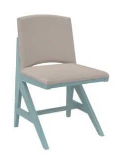 Chaise rembourrée appui sur table Soline - piétement hêtre verni teinté - assise et dossier textile enduit