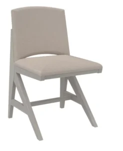 Chaise rembourrée appui sur table Soline - piétement hêtre verni teinté - assise et dossier textile enduit