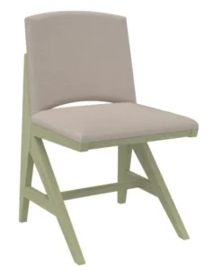 Chaise rembourrée appui sur table Soline - piétement hêtre verni teinté - assise et dossier textile enduit