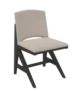 Chaise rembourrée appui sur table Soline - piétement hêtre verni teinté - assise et dossier textile enduit