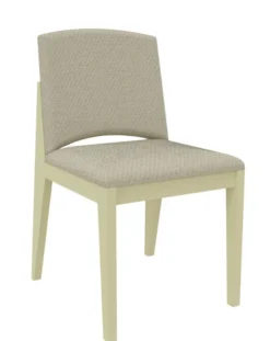 Chaise rembourrée 4 pieds Soline - piétement hêtre verni teinté - assise et dossier textile enduit