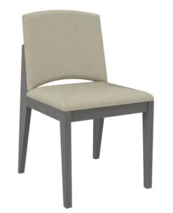 Chaise rembourrée 4 pieds Soline - piétement hêtre verni teinté - assise et dossier textile enduit