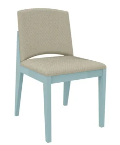 Chaise rembourrée 4 pieds Soline - piétement hêtre verni teinté - assise et dossier textile enduit