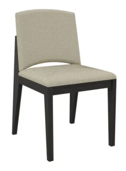 Chaise rembourrée 4 pieds Soline - piétement hêtre verni teinté - assise et dossier textile enduit