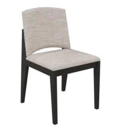 Chaise rembourrée 4 pieds Soline - piétement hêtre verni teinté - assise et dossier textile enduit