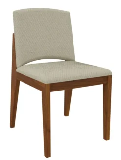 Chaise rembourrée 4 pieds Soline - piétement hêtre verni teinté - assise et dossier textile enduit