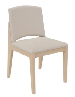 Chaise rembourrée 4 pieds Soline - piétement hêtre verni naturel - assise et dossier textile enduit
