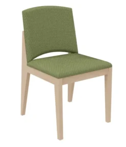 Chaise rembourrée 4 pieds Soline - piétement hêtre verni naturel - assise et dossier textile enduit