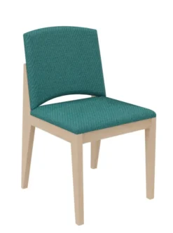 Chaise rembourrée 4 pieds Soline - piétement hêtre verni naturel - assise et dossier textile enduit