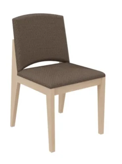 Chaise rembourrée 4 pieds Soline - piétement hêtre verni naturel - assise et dossier textile enduit