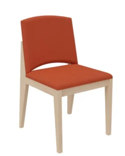 Chaise rembourrée 4 pieds Soline - piétement hêtre verni naturel - assise et dossier textile enduit