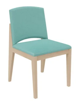 Chaise rembourrée 4 pieds Soline - piétement hêtre verni naturel - assise et dossier textile enduit