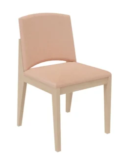 Chaise rembourrée 4 pieds Soline - piétement hêtre verni naturel - assise et dossier textile enduit