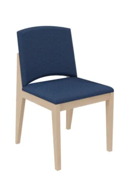 Chaise rembourrée 4 pieds Soline - piétement hêtre verni naturel - assise et dossier textile enduit