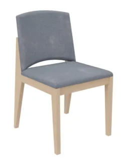 Chaise rembourrée 4 pieds Soline - piétement hêtre verni naturel - assise et dossier textile enduit
