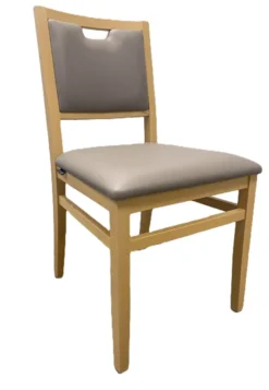 Chaise rembourrée - Risto - assise et dossier textile enduit - 4 pieds bois